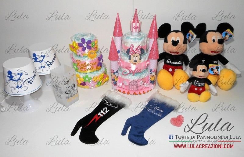 torta di pannolini pampers lula creazioni idea regalo nascita battesimo baby shower bella utile particolare maschio femmina rosa azzurro compra online spedizioni italia milano roma napoli ancona