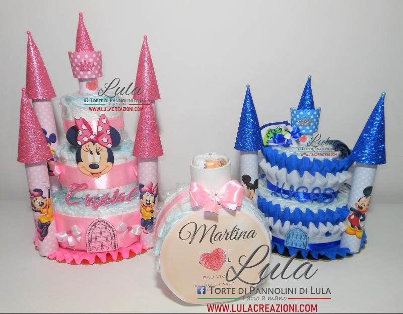 torta di pannolini pampers lula creazioni idea regalo nascita battesimo baby shower bella utile particolare maschio femmina rosa azzurro compra online spedizioni italia milano roma napoli ancona