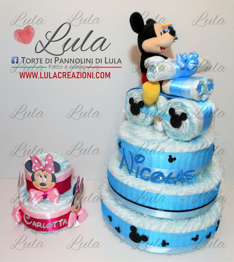 torta di pannolini pampers lula creazioni idea regalo nascita battesimo baby shower bella utile particolare maschio femmina rosa azzurro compra online spedizioni italia milano roma napoli ancona