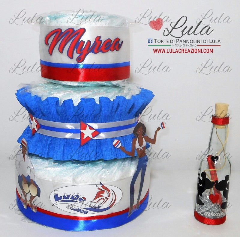 torta di pannolini pampers lula creazioni idea regalo nascita battesimo baby shower bella utile particolare maschio femmina rosa azzurro compra online spedizioni italia milano roma napoli ancona