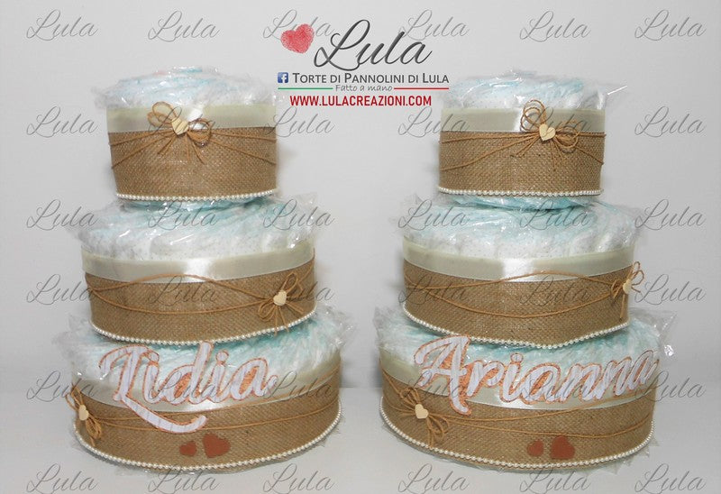 torta di pannolini pampers lula creazioni idea regalo nascita battesimo baby shower bella utile particolare maschio femmina rosa azzurro compra online spedizioni italia milano roma napoli ancona