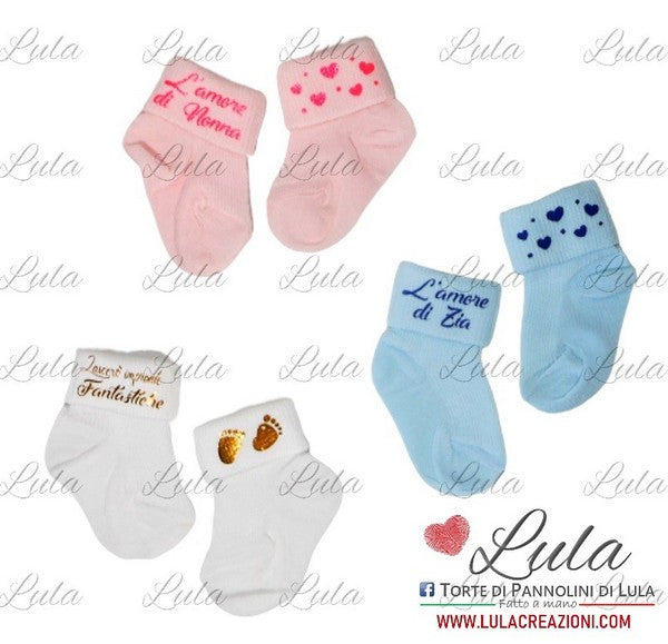 calzini personalizzati idea regalo nascita battesimo baby shower natale battesimo pasqua economico utile particolare neonato maschio femmina rosa azzurro