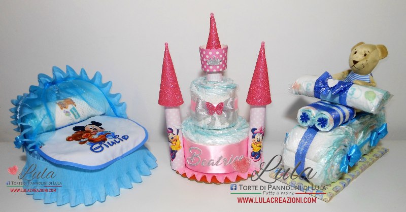 Torte di pannolini le più belle lula creazioni  idea regalo nascita battesimo baby shower gravidanza dolce attesa 2021 utile originale shop online spedizioni italia ancona