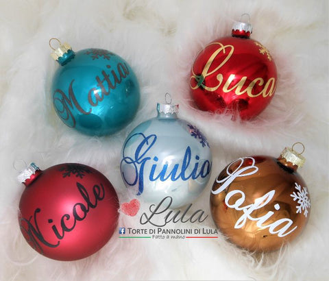 palline di natale decorazioni personalizzate immagine nome Lula Creazioni idea regalo Natale lei lui bambini maschio femmina ragazza economica italia ancona