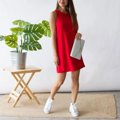 Vestido vermelho com branco