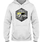 white pullover hoodie with grunge bee design