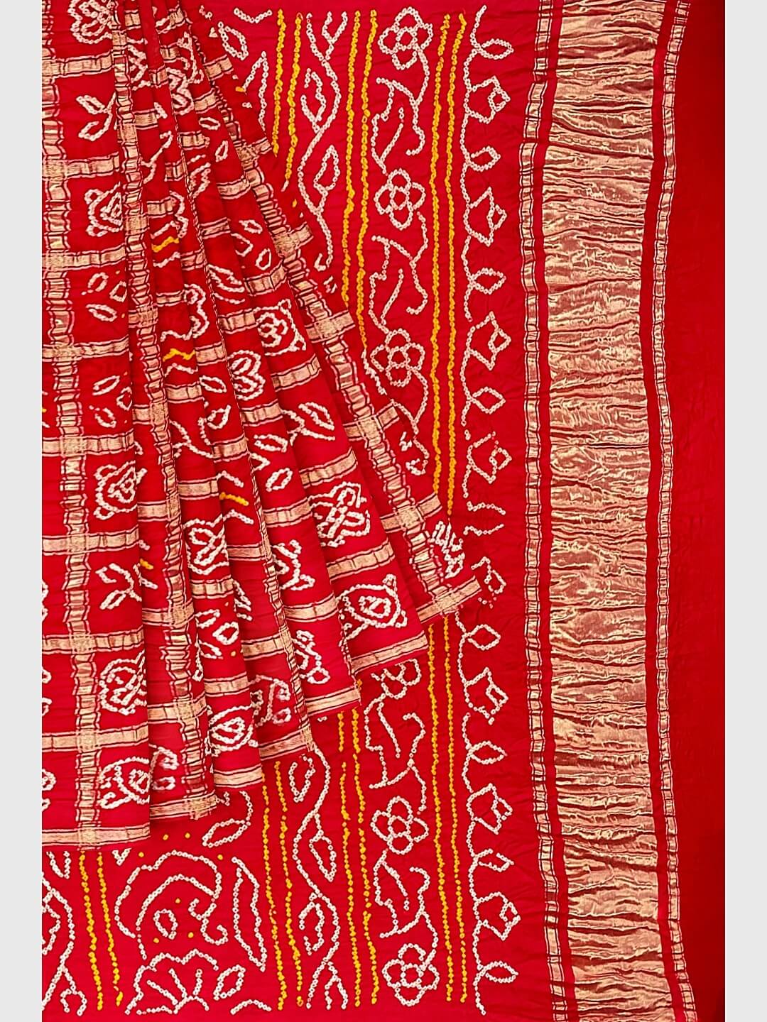 Red Mhendi Bandhani Gharchola Saree Pure GajiSilk - Bandhani - Bandhani -  Kutch