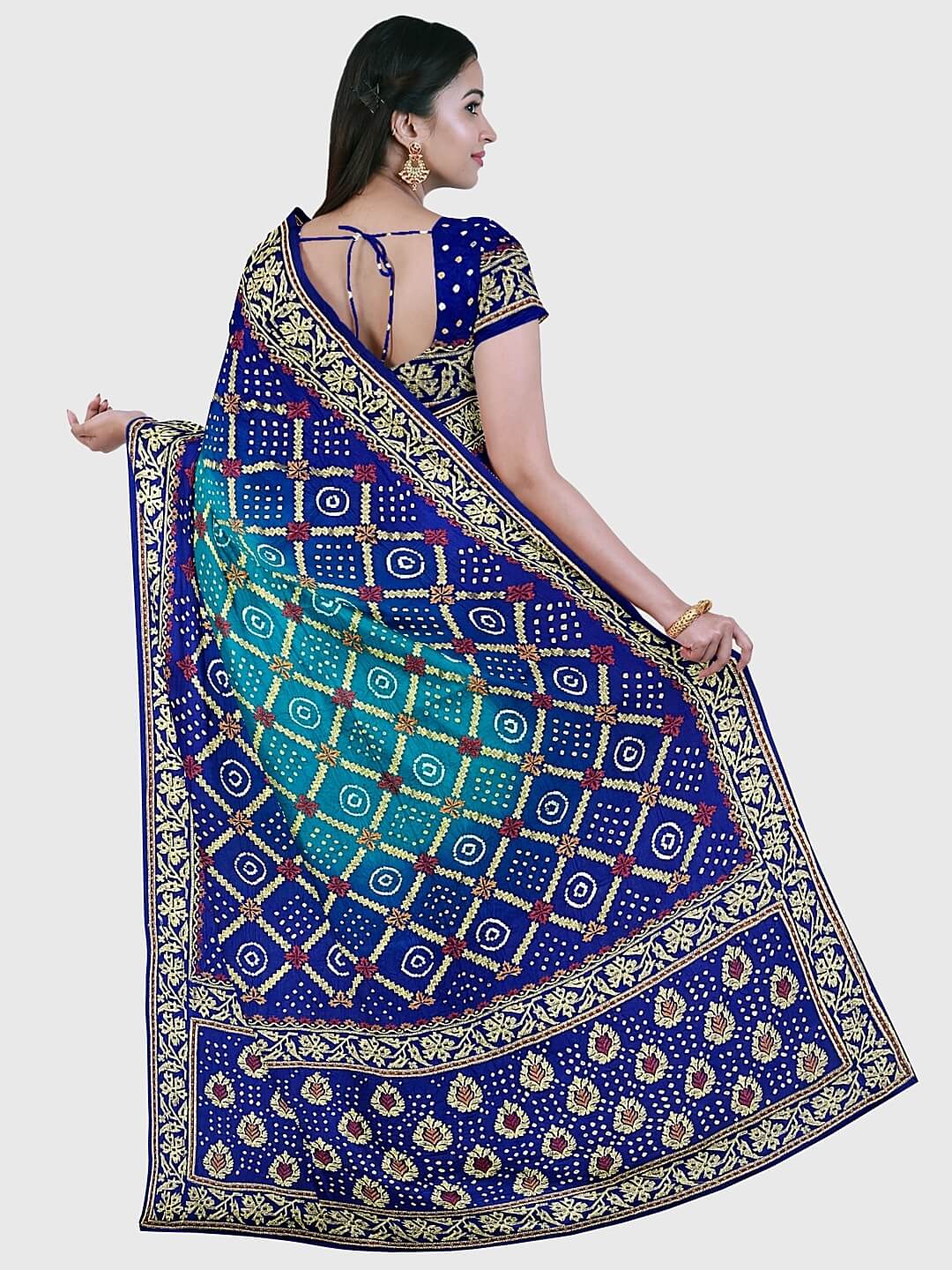 Royal Blue Designer for Wedding Bandhani Saree Online