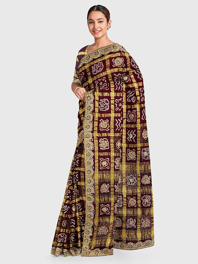 Gujarati Hand Embroidery Silk Saree for Women Pure 3ply Katan - Etsy