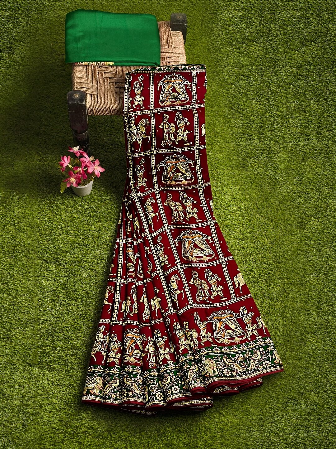 Wood Bandhani Gharchola Saree Pure GajiSilk - Bandhani - Bandhani - Kutch