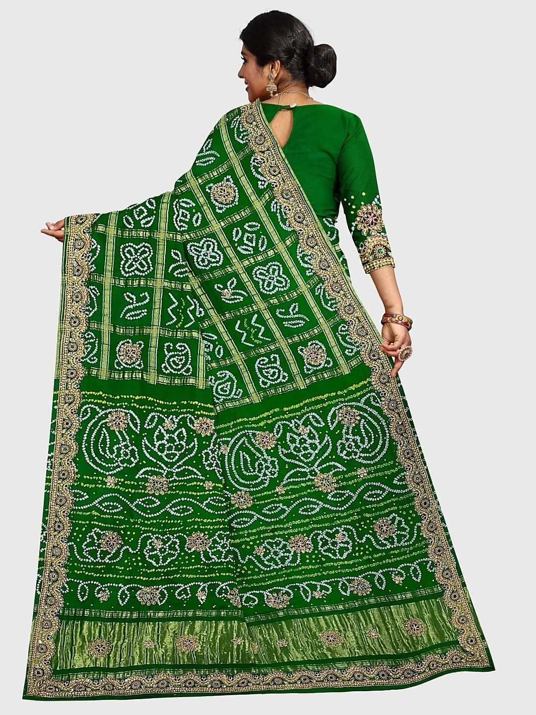 Marron Green Embroidery Gharchola Saree Gaji Silk | Gaji SiLk