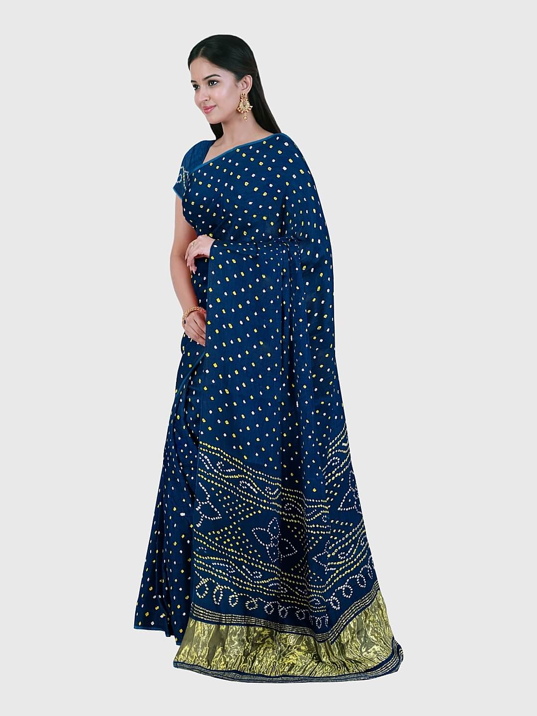 Buy Blue and Green Silk Bandhani Saree Online : 60922 - Saree