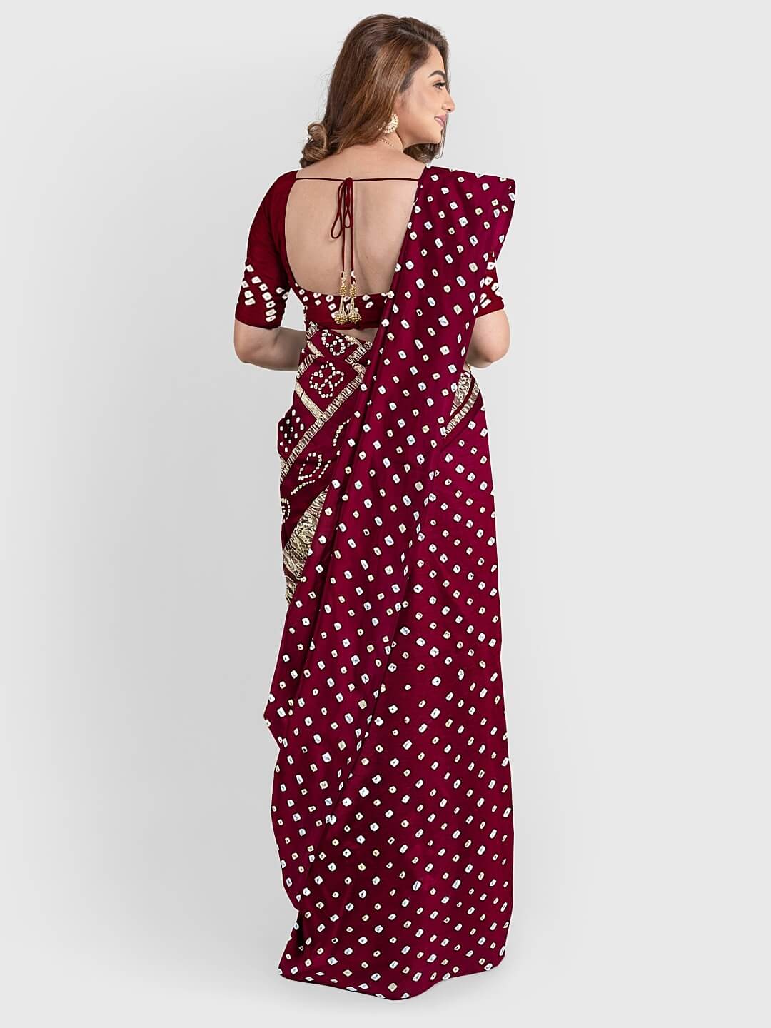 Buy Satrani Red & White Polka Dots Saree With Unstitched Blouse for Women  Online @ Tata CLiQ