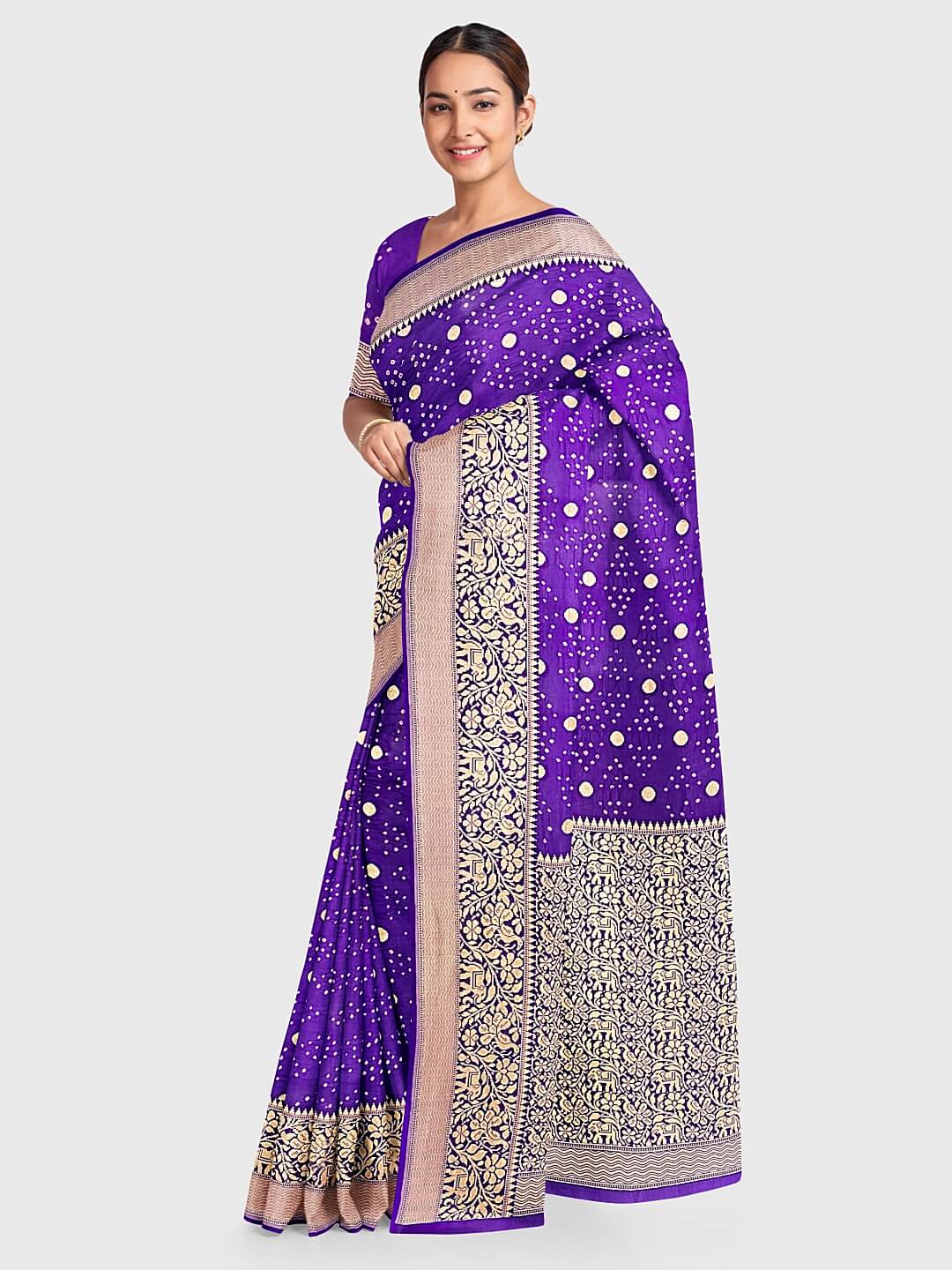 Silk Saree with blouse in Light purple colour 526E