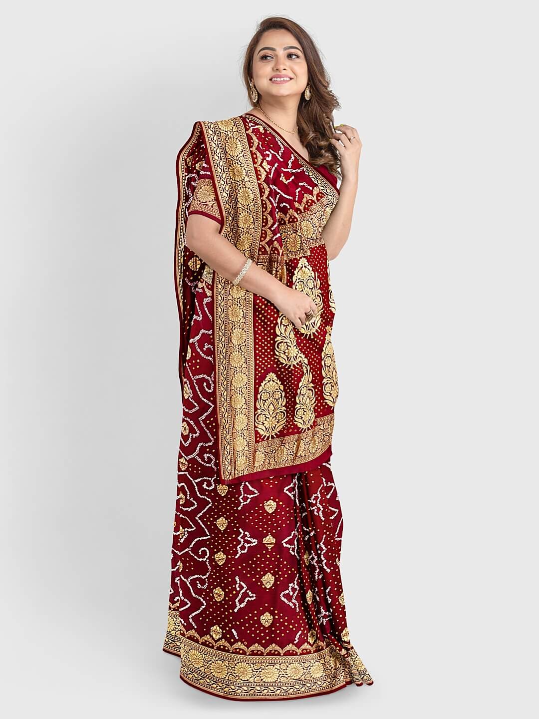 Multi Colour Print Faux Georgette Bandhani Saree