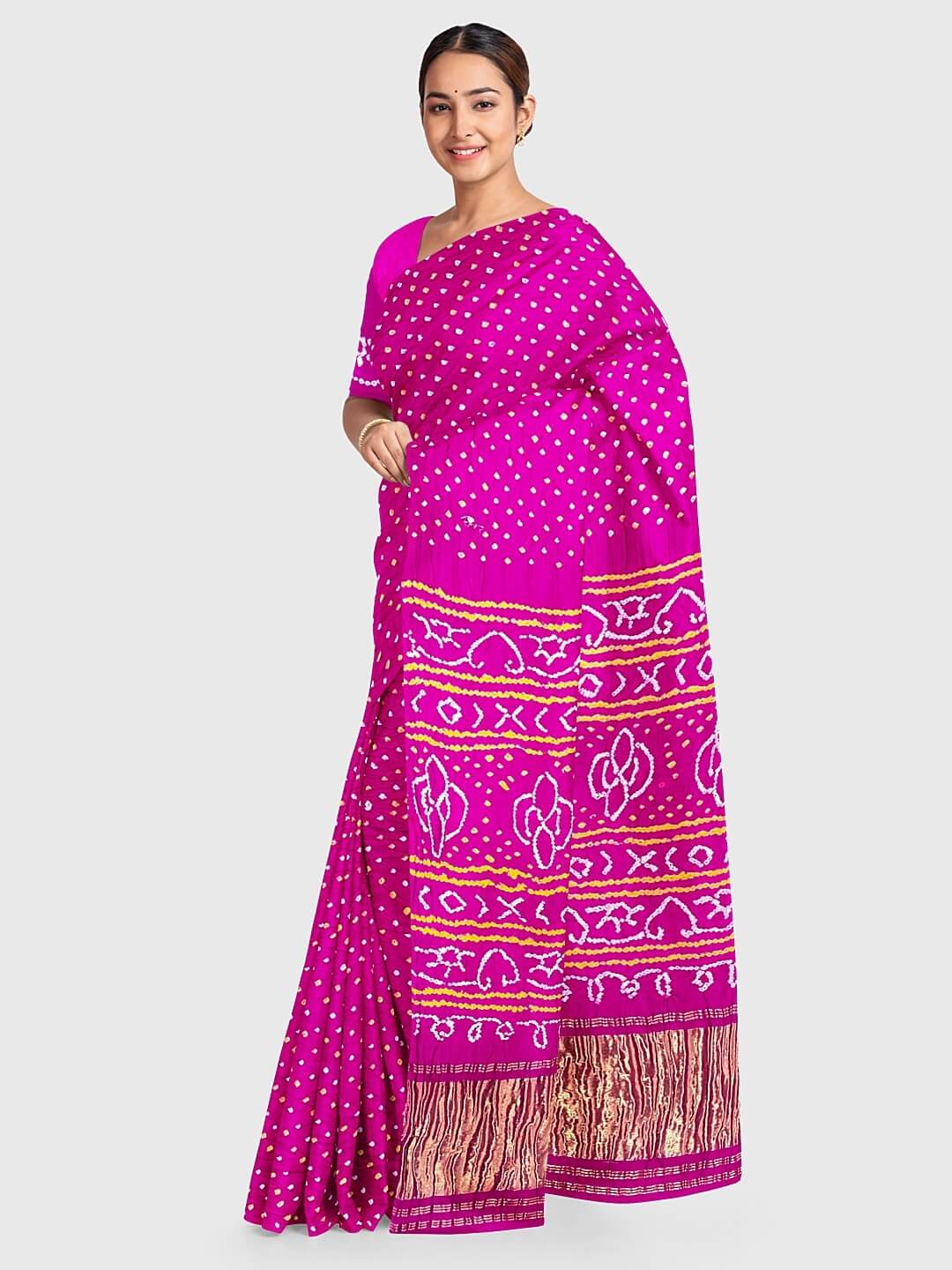 Pink And Purple Bandhani Saree | Leemboodi