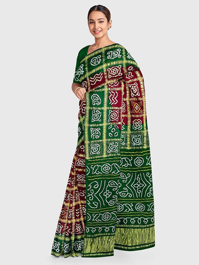 Green Naksi Zari Gaji Silk Gharchola Saree – Gharchola- Bandhani - Bandhej  - Ajrak