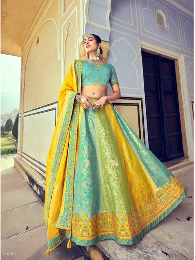 Yellow Chanderi Bandhani Printed Lehenga Set Design by Taara at Pernia's  Pop Up Shop 2024