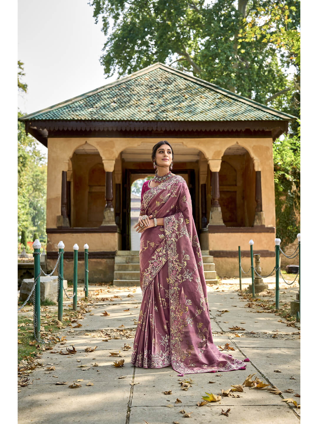 Wine Colour Heavy Bridal Saree in Chiffon Satin | Fancy Sarees