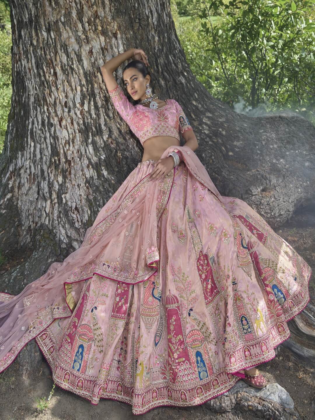 Buy Endearing Pink Georgette Wedding Lehenga Choli - Inddus.com