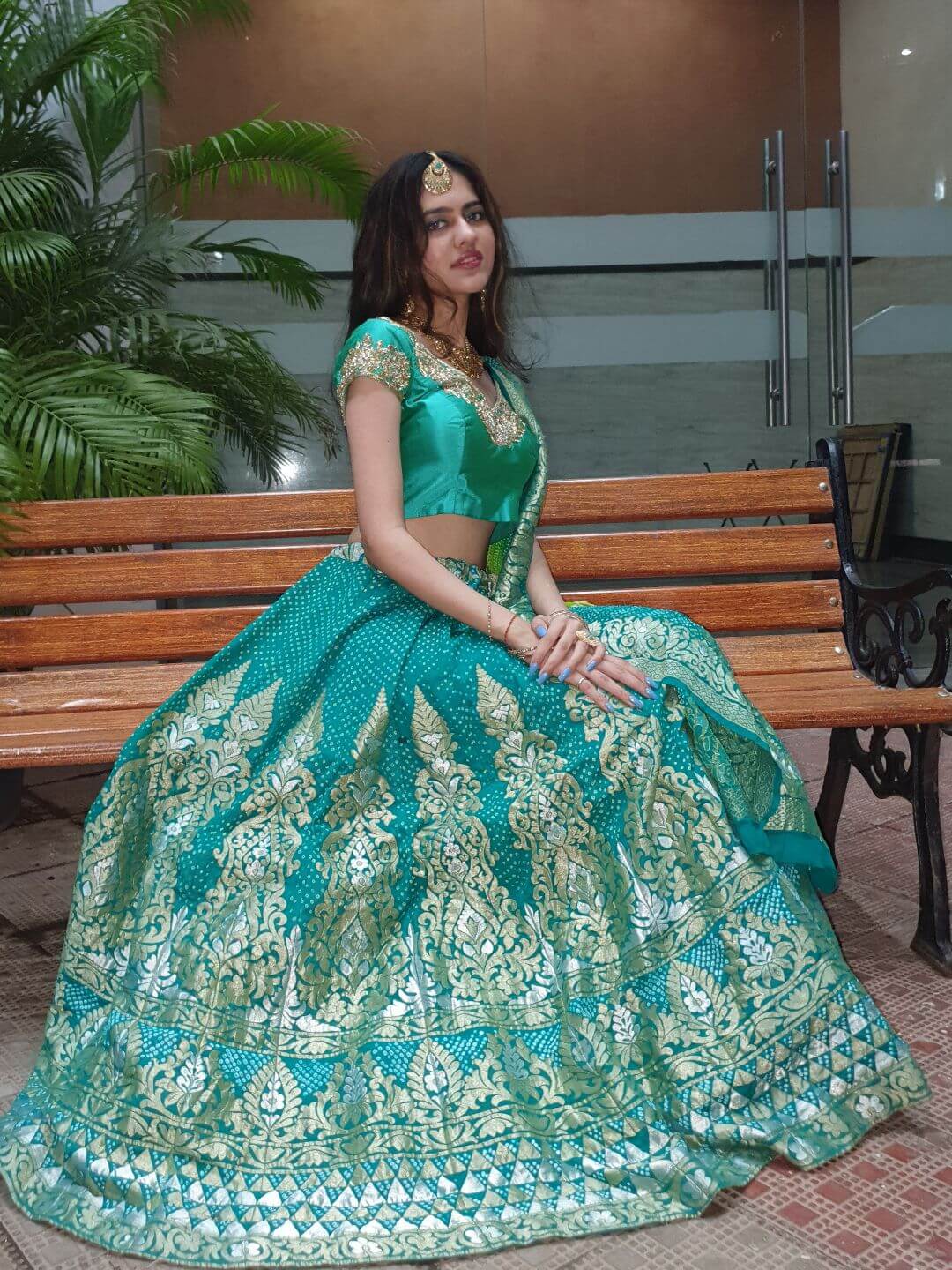 A Banarasi Lehenga with a Delicate Net Dupatta  Gajiwala