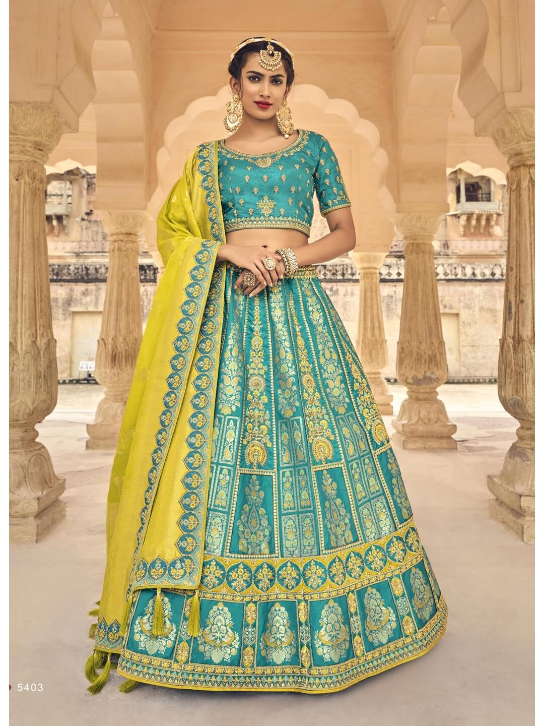 Buy Vritikamesmer Firozi Colour Barfi Silk Designer Lehenga Choli at  Amazon.in