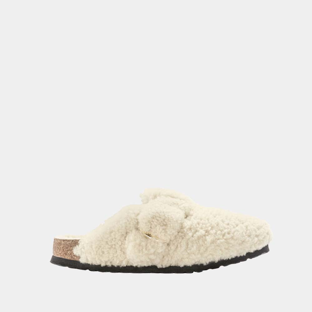 SABOTS BIRKENSTOCK BOSTON BB SHEARLING TEDDY EGGSHELL - Mouton ecru