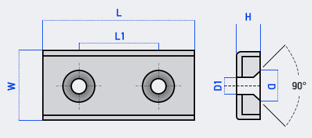 Neodymium Rectangular Pot Magnet with Countersunk Holes - 60mm x 13.5mm x 5mm