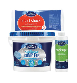 BIOGUARD SILKGUARD COMPLETE 25lb, SMART SHOCK 1lb, BACK UP 2 32oz - Pool Connect