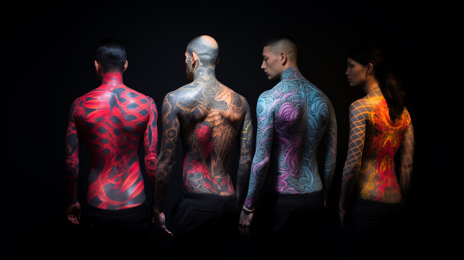 Art gallery exhibition showcasing AI Art Tattoos