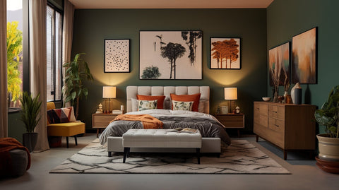 A bedroom decorated with AI Abstract Art - Pixel Gallery