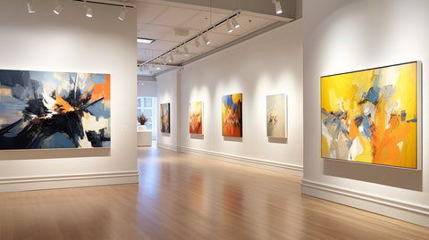 Art gallery filled with abstract art made by AI - Pixel Gallery
