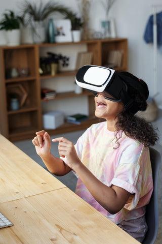 Children wearing a VR headset