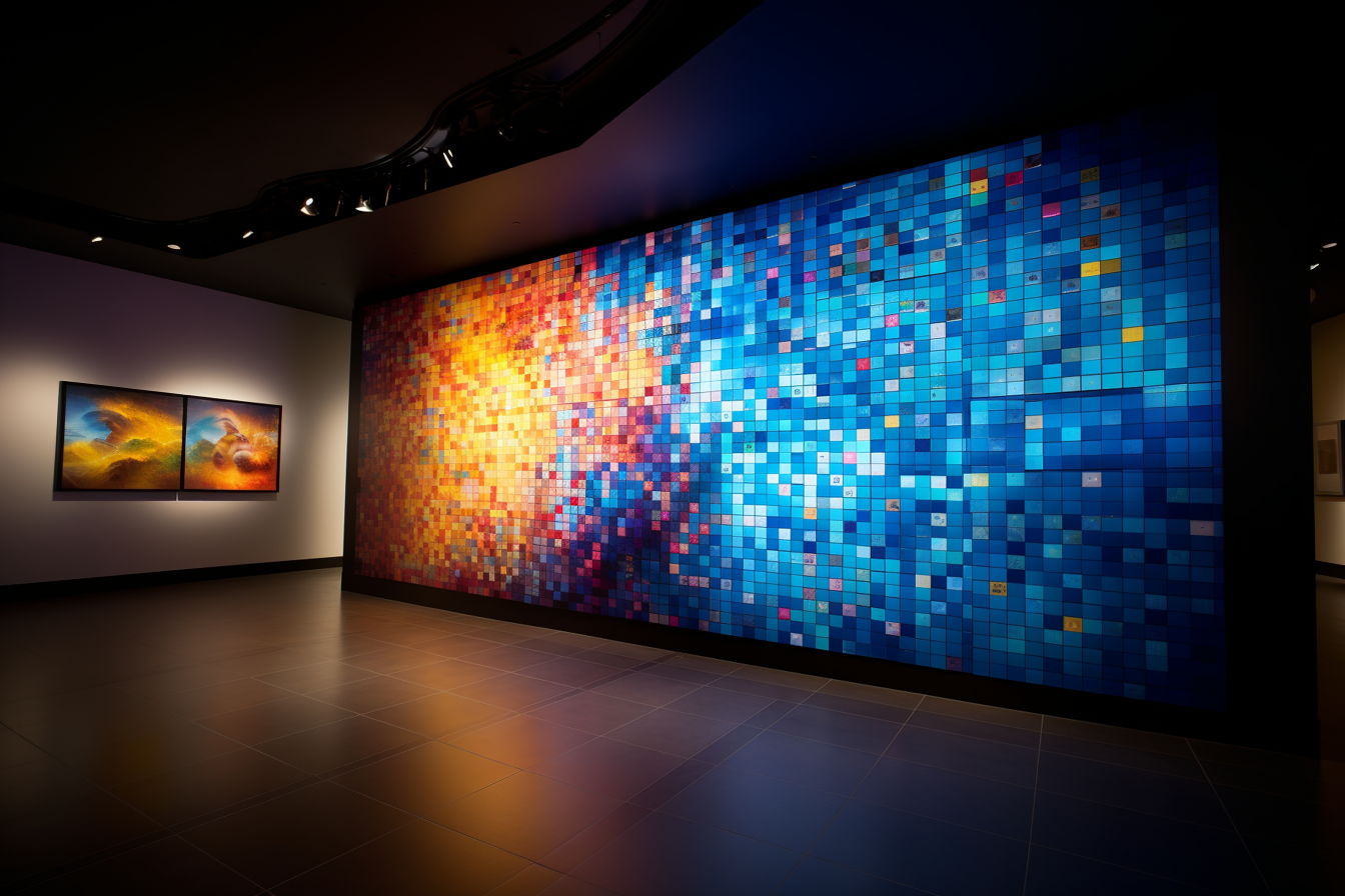 Pixels on a wall for Pixel Gallery - AI Art