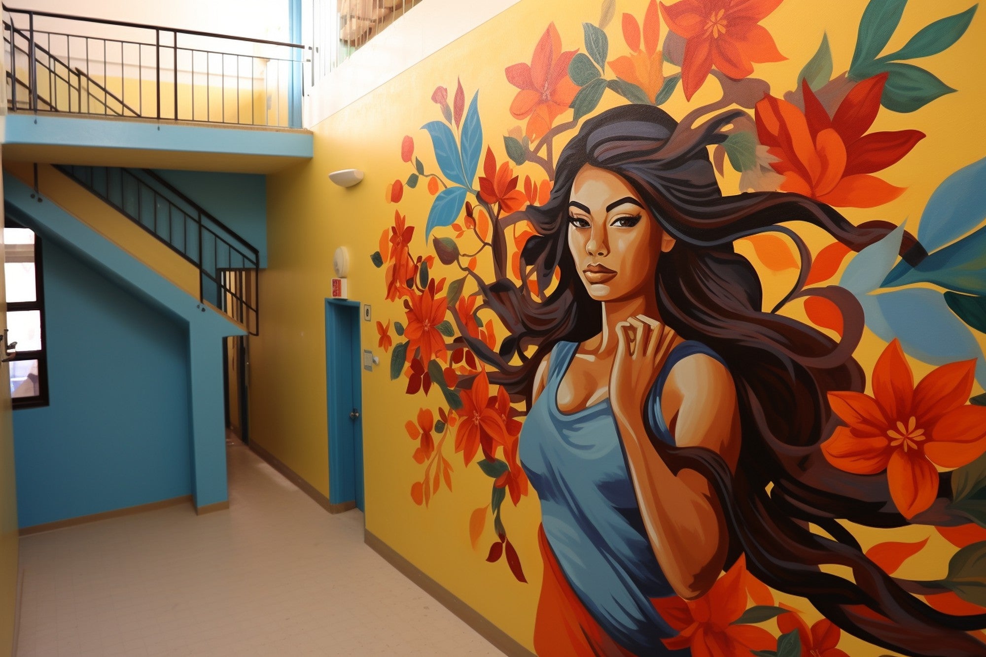 Ai art wall art mural in a feminine space by Pixel Gallery