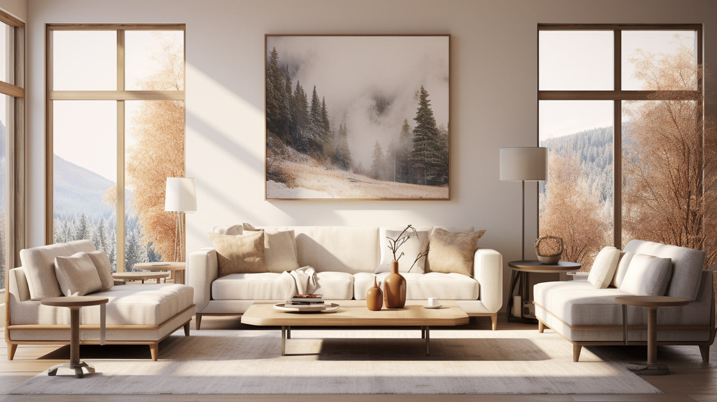 Commissioned AI Art in elegant living room - Pixel Gallery