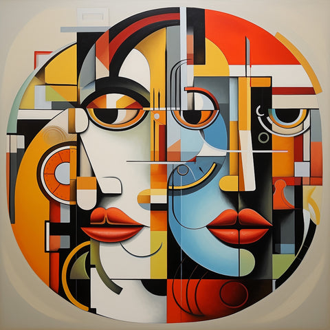 Cubist painting of two women by AI from Pixel Gallery