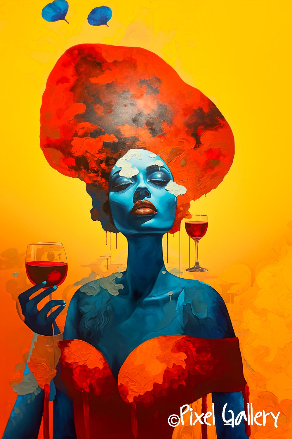 Ai art - A very cool abstract image of a woman holding a wine glass - Pixel Gallery