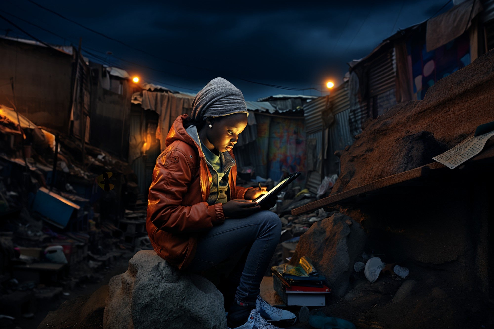 A girl in a Lagos slum creates AI art on her tablet - Pixel Gallery