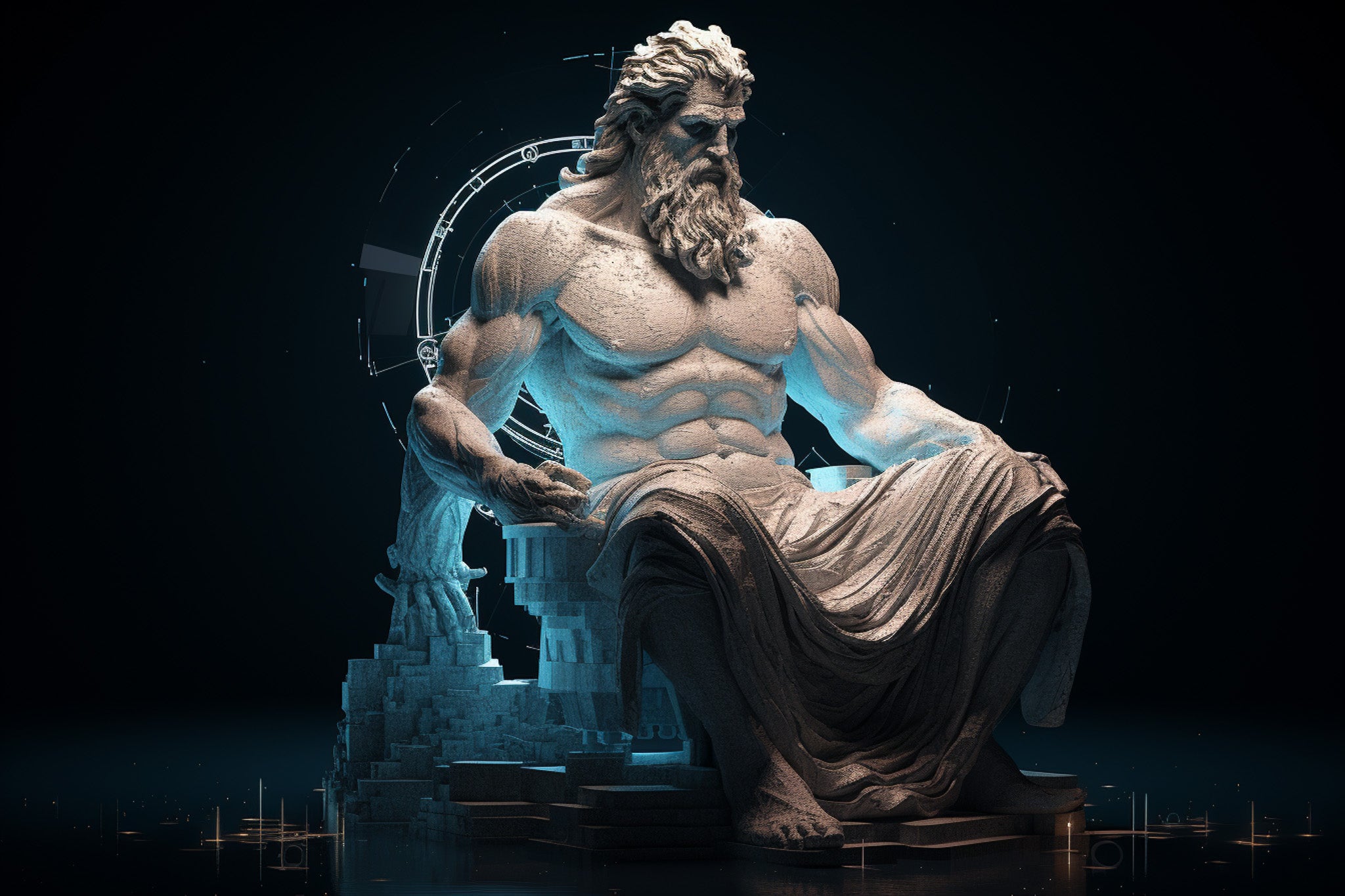 AI Art reimaging of Zeus at Olympia, one of the Seven Wonders of the Ancient World