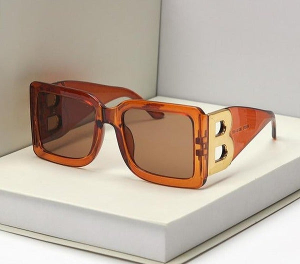 Onrtry Oversized Square Letter B Sunglasses for Women Men Fashion Black Thick Frame Large Sun Glasses