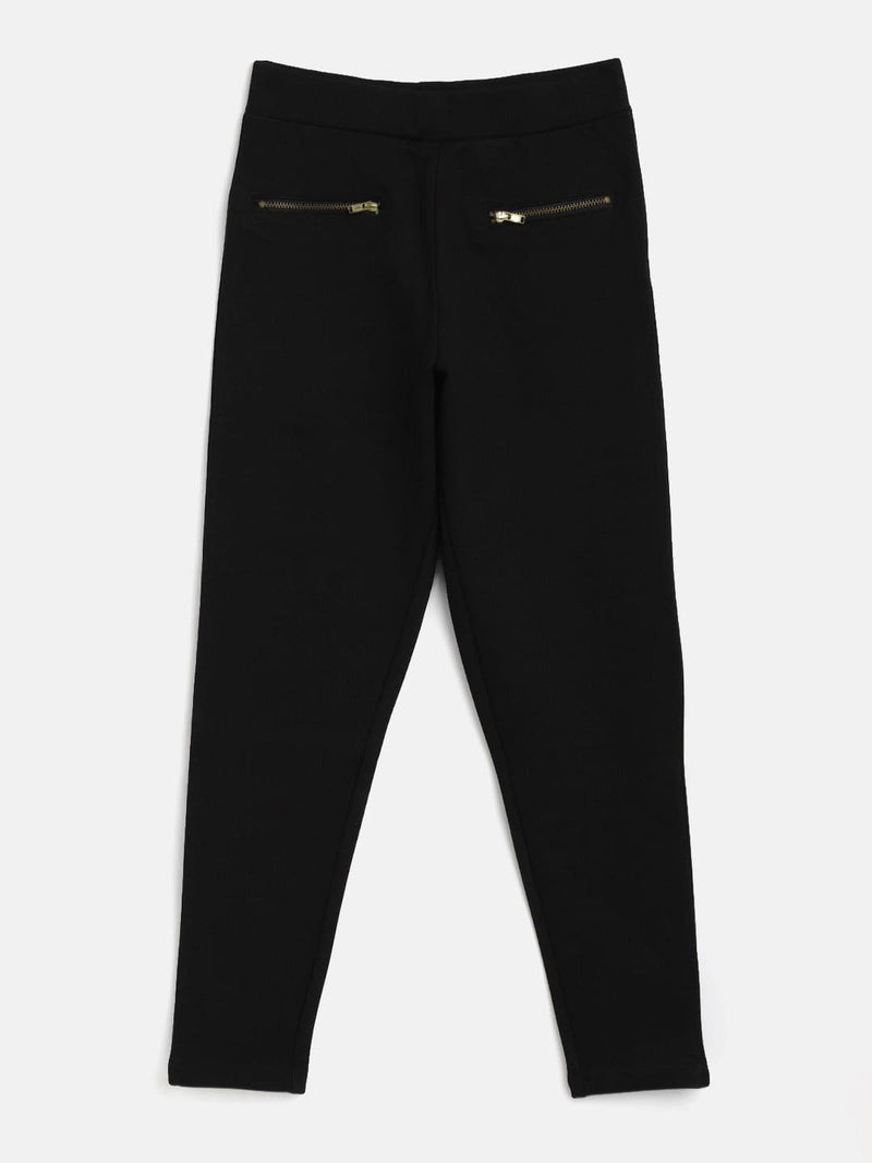 Buy Women Black Zipper-at-Hem Jeggings Online At Best Price