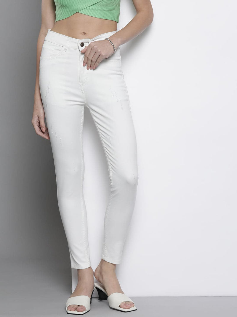 Women Beige Denim Flared Pants