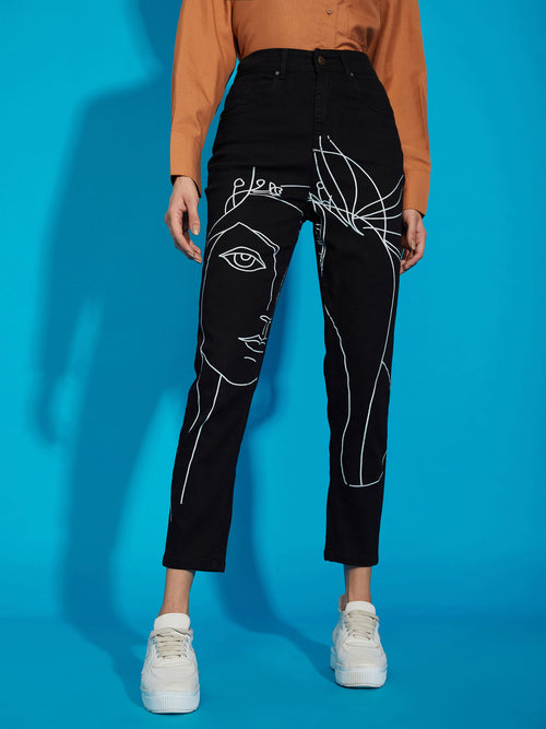 Women Black Balloon Fit Jeans