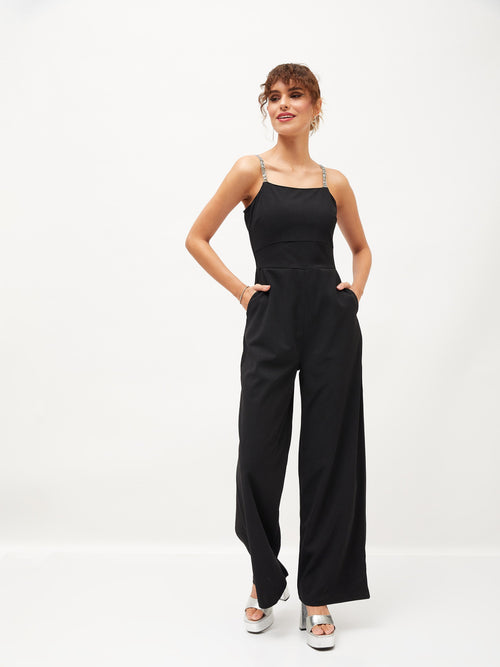 DRAPE AND DAZZLE Stretchable Denim Bell Bottom Jumpsuit With Buttons At  Front Jumpsuit For Women_DD-082