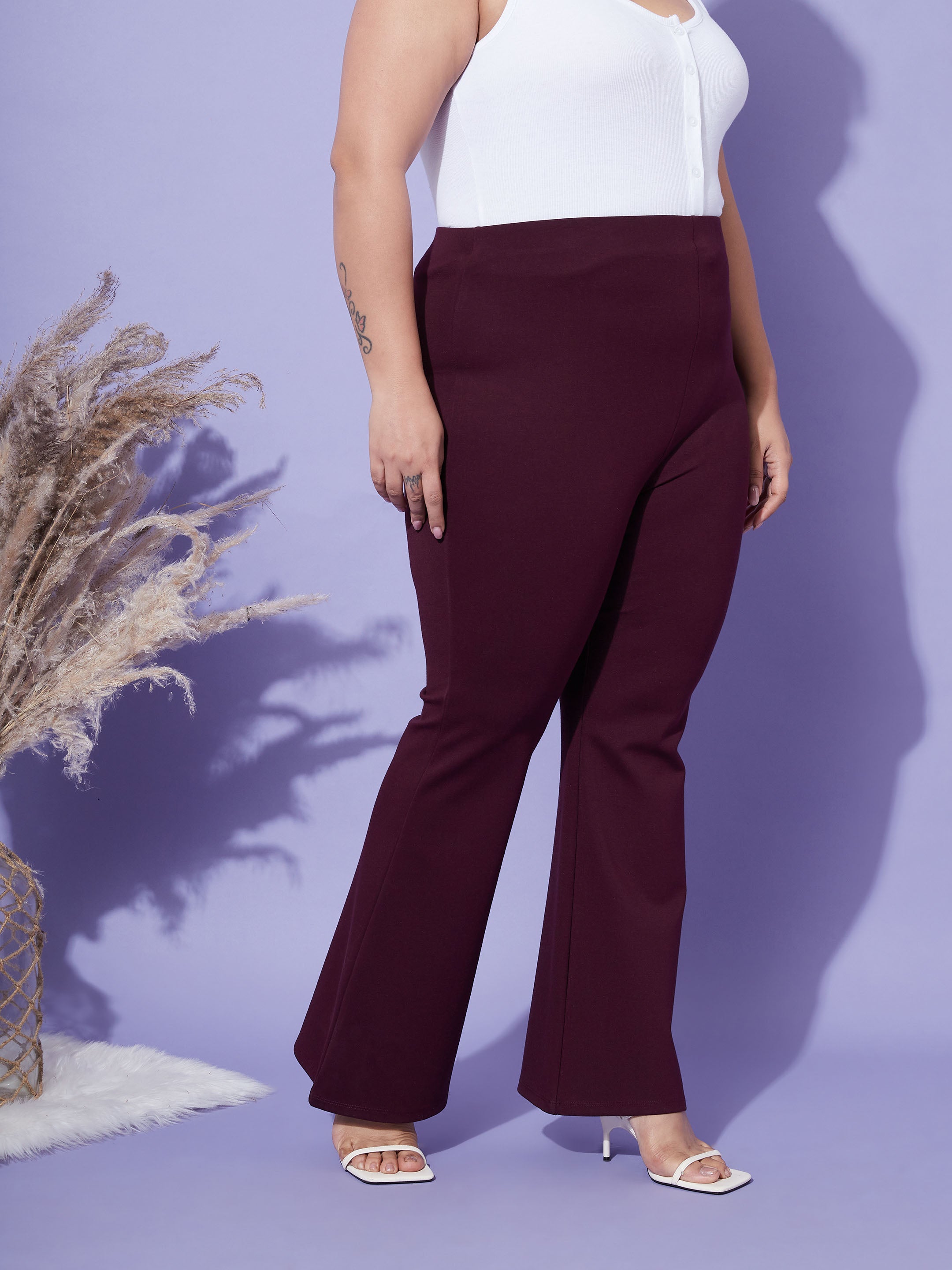 burgundy bell bottom pants