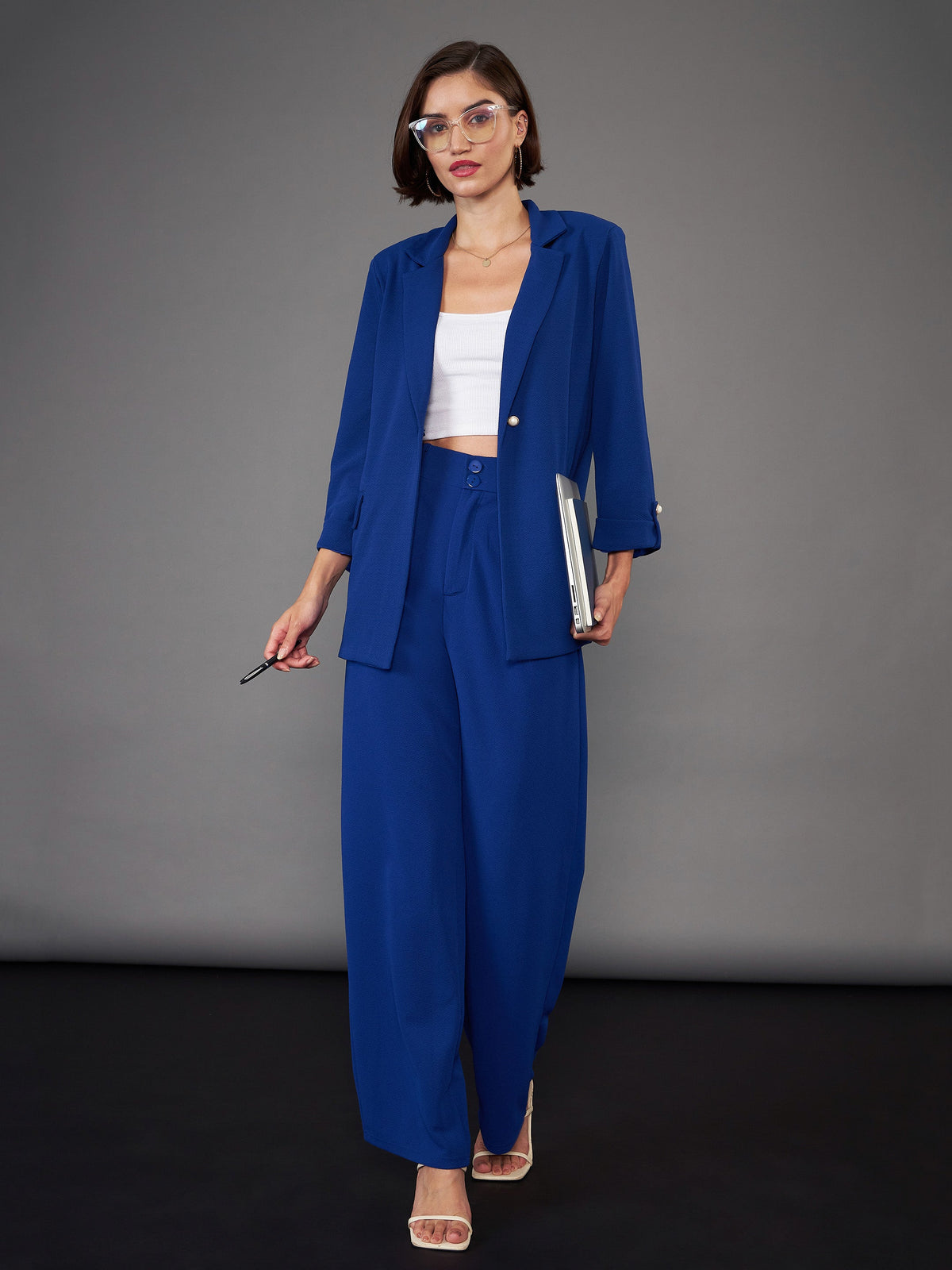 Buy Women Royal Blue Flap Tapered Pants Online at Sassafras