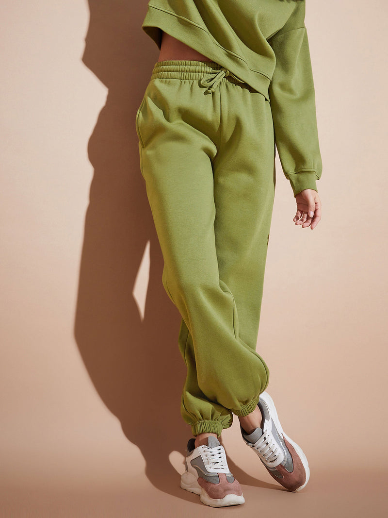 Women Olive Terry Side Pocket Joggers, महिलाओं के लिए