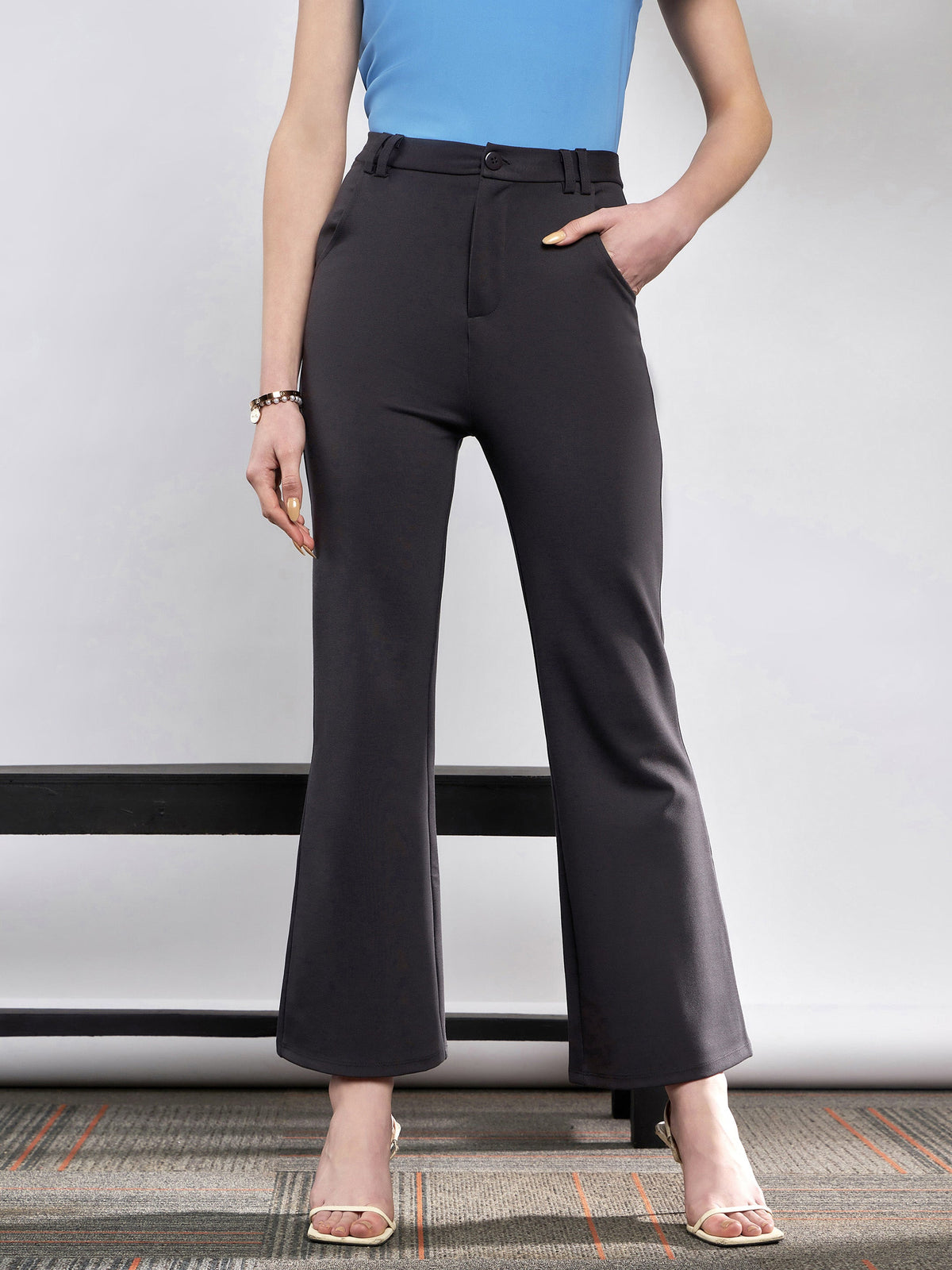 Buy Women Grey Lotus Flared Palazzo Pants Online at Sassafras