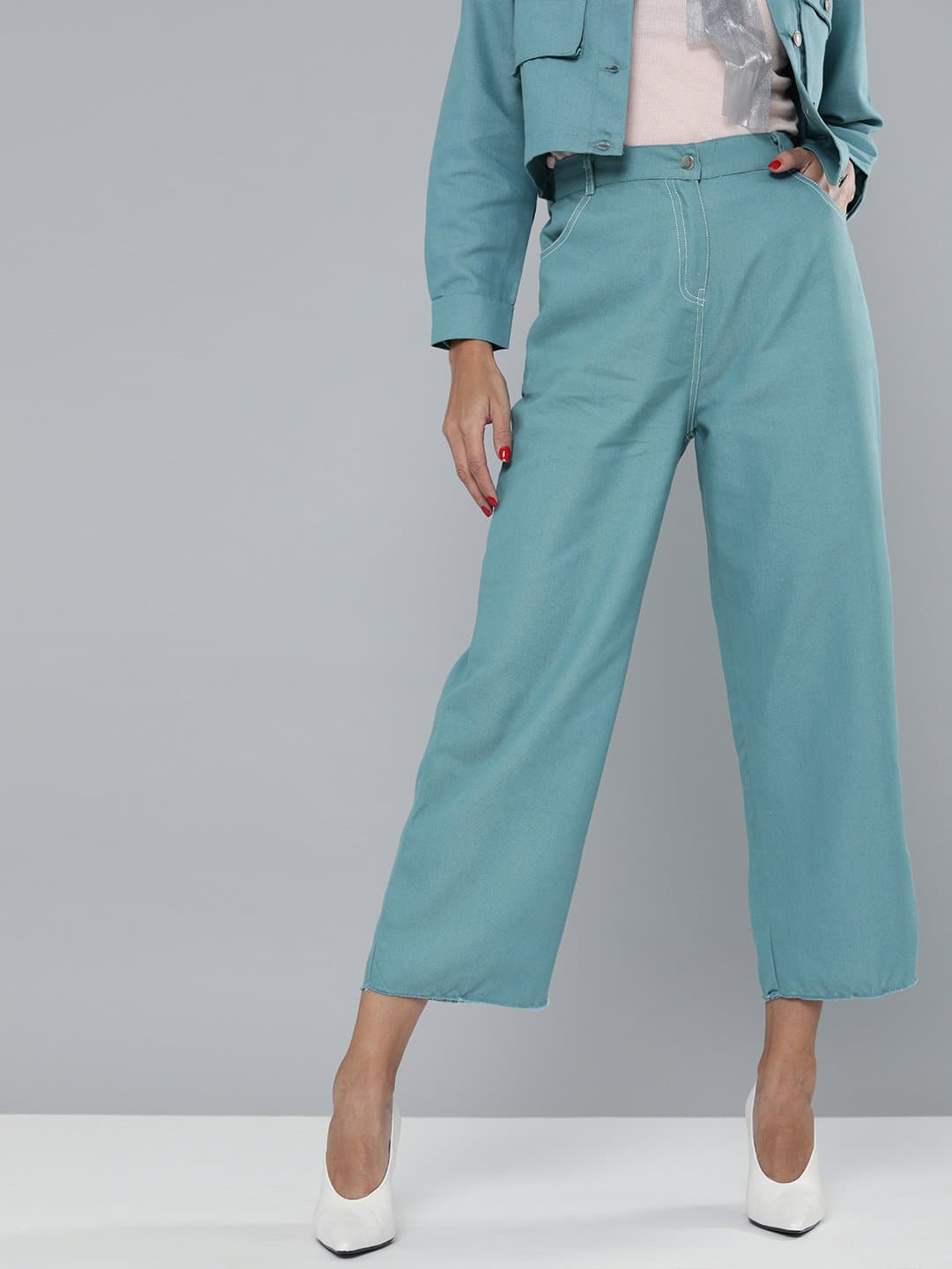 Buy Tokyo Talkies Blue Regular Fit Solid Parallel Trousers for Women Online  at Rs812  Ketch